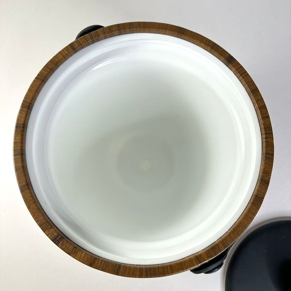 Vintage 1960s Ice Bucket Brown Vinyl Wood Tones Kraftware - Picture 5 of 8